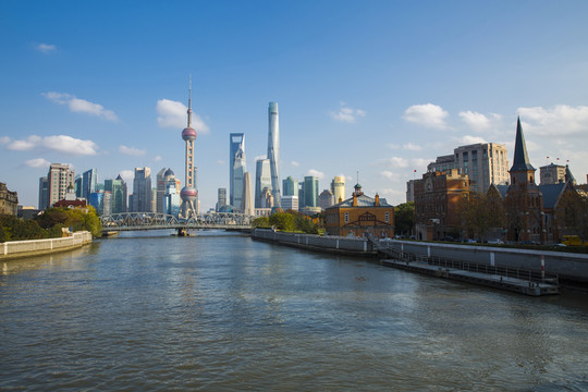 蘇州河 上海 上海浦東 高空航