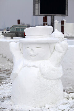 雪雕 雪 冬天 卡通
