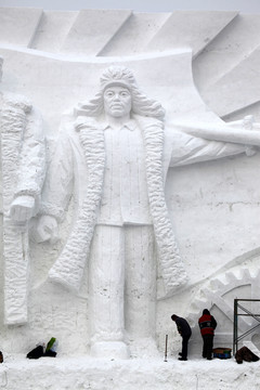 雪雕 雕塑 石油工人 鐵人