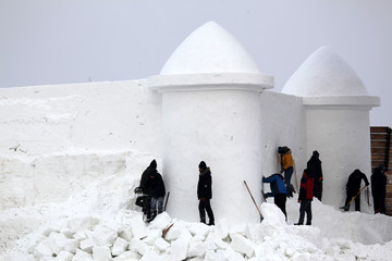 雪雕 雪 冬天 城堡