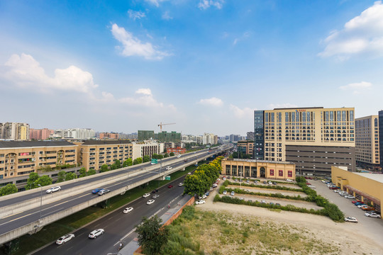 成都市二環(huán)路高架橋鳥瞰風光