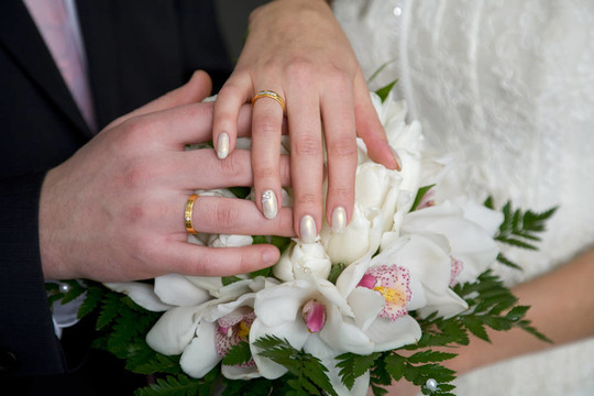 帶結(jié)婚戒指的手