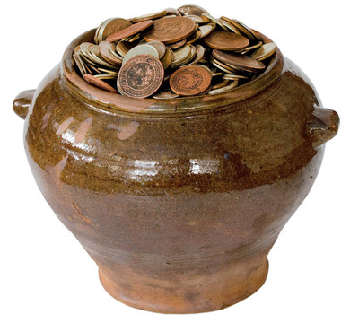 具有金屬?gòu)?fù)古貨幣的陶瓷壺