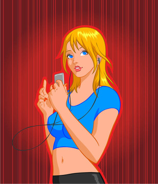 女人聽音樂