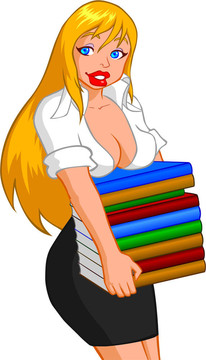 婦女背著書
