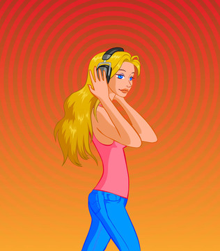女人聽音樂
