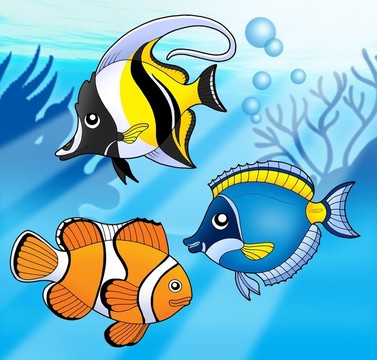 藍(lán)色海洋中的珊瑚魚