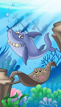 沉船鯊魚和鷹
