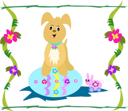 帶復(fù)活節(jié)彩蛋的兔子玩具