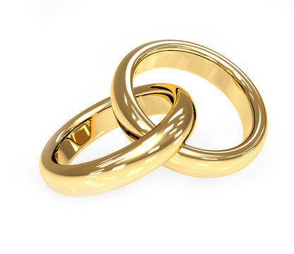 兩個3D黃金結(jié)婚戒指