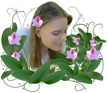 女人和Flowers