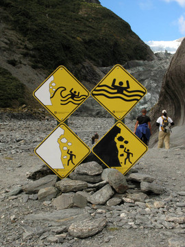 警告/危險(xiǎn)標(biāo)志- Franz Josef Glacier；新西蘭