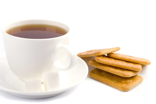 一杯茶；糖和餅干