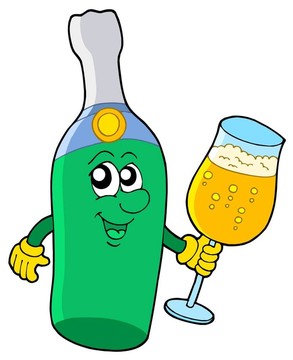 帶玻璃的氣泡酒瓶