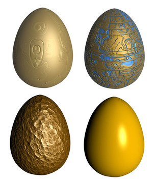 四個(gè)金色圖案的復(fù)活節(jié)彩蛋