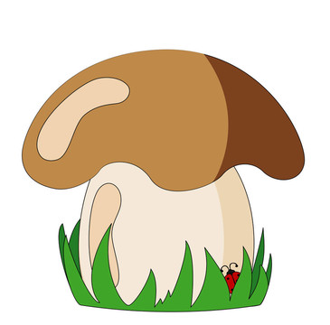 草和瓢蟲的蘑菇