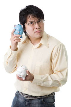 亞洲商人與小豬銀行