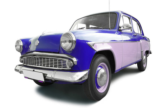 藍(lán)色的老式汽車