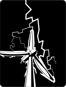 被閃電擊中的風(fēng)力渦輪機(jī)