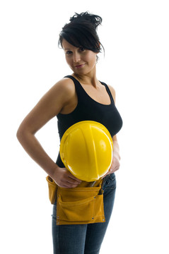漂亮性感女青年建筑工人