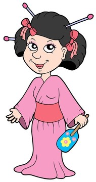 在粉紅色的連衣裙的藝妓