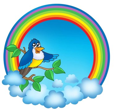 彩虹圓與可愛的鳥