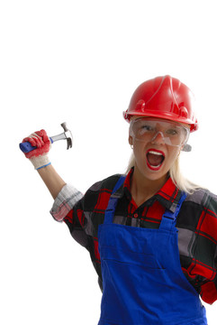 在工作服的女建筑工人