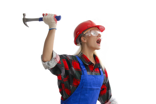 在工作服的女建筑工人