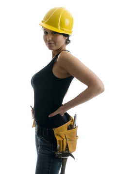 漂亮性感女青年建筑工人