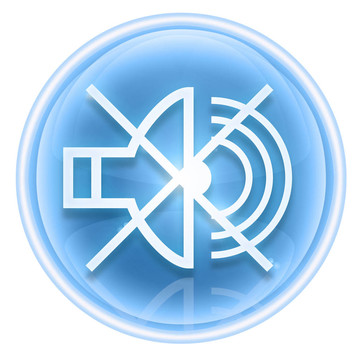 音樂關(guān)閉圖標冰；孤立的白色背景。