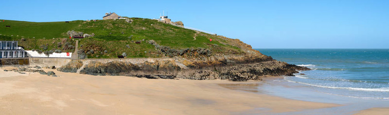 圣艾夫斯porthgwidden沙灘盡收眼底；康沃爾。