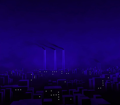 藍(lán)色的城市的夜晚