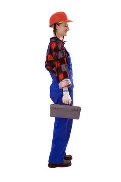 在工作服的女建筑工人
