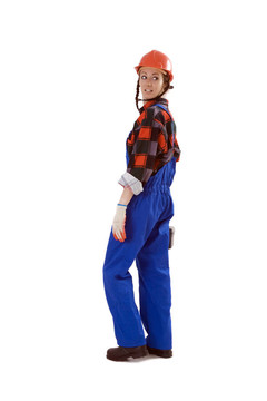 在工作服的女建筑工人