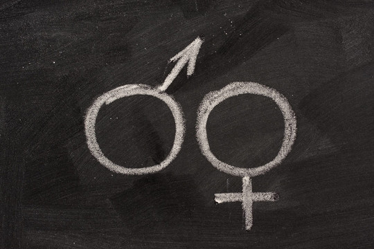 黑板上的男女性別符號