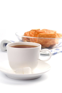 一杯茶；糖和餅干