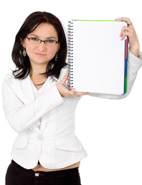 商業(yè)女人展示一個記事本