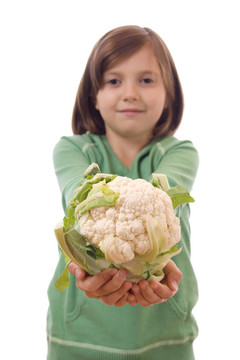 女孩與花椰菜