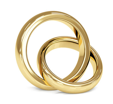 兩個3D黃金結婚戒指