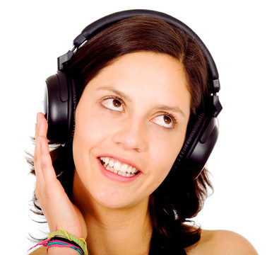 女孩聽音樂