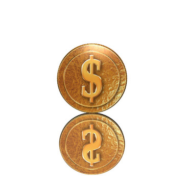 金色的硬幣與反射鏡