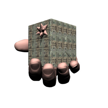 禮品盒金字塔與美元紙幣紋理