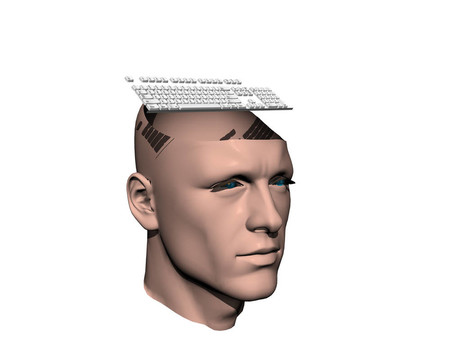 3D男子破解頭與鍵盤
