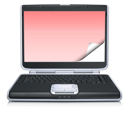 具有白色背景的創(chuàng)意冰壺屏幕的筆記本電腦3D模型