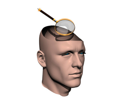 3D男子用放大鏡裂頭