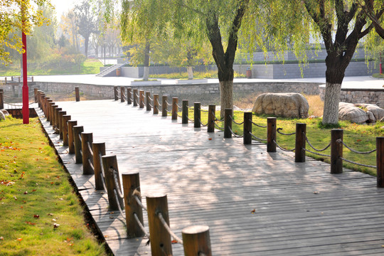 木板路 公園建筑