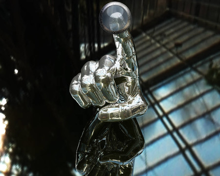 3D銀手推按鈕