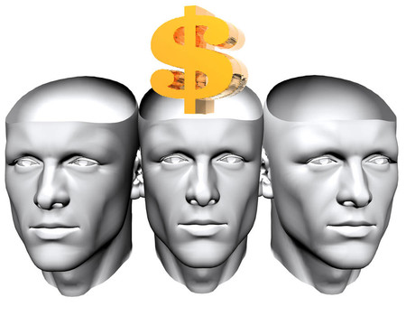 3D人頭與美元的跡象
