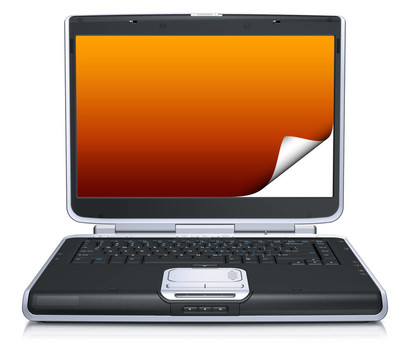 具有白色背景的創(chuàng)意冰壺屏幕的筆記本電腦3D模型