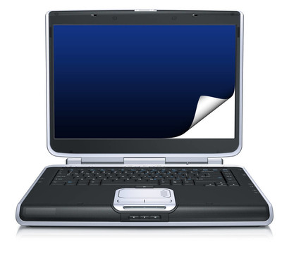 具有白色背景的創(chuàng)意冰壺屏幕的筆記本電腦3D模型